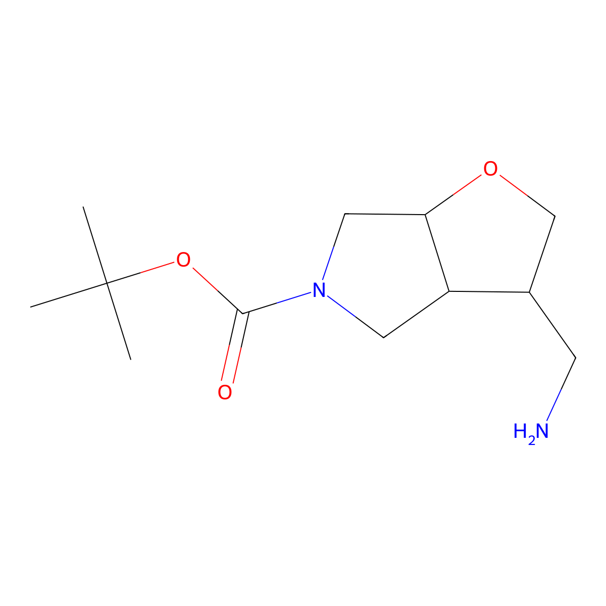 Racemic-(3R,3aS,6aS)-tert-butyl 3-(aminomethyl)tetrahydro-2H-furo[2,3-c]pyrrole-5(3H)-carboxylate molecular structure, CAS 1273568-20-9