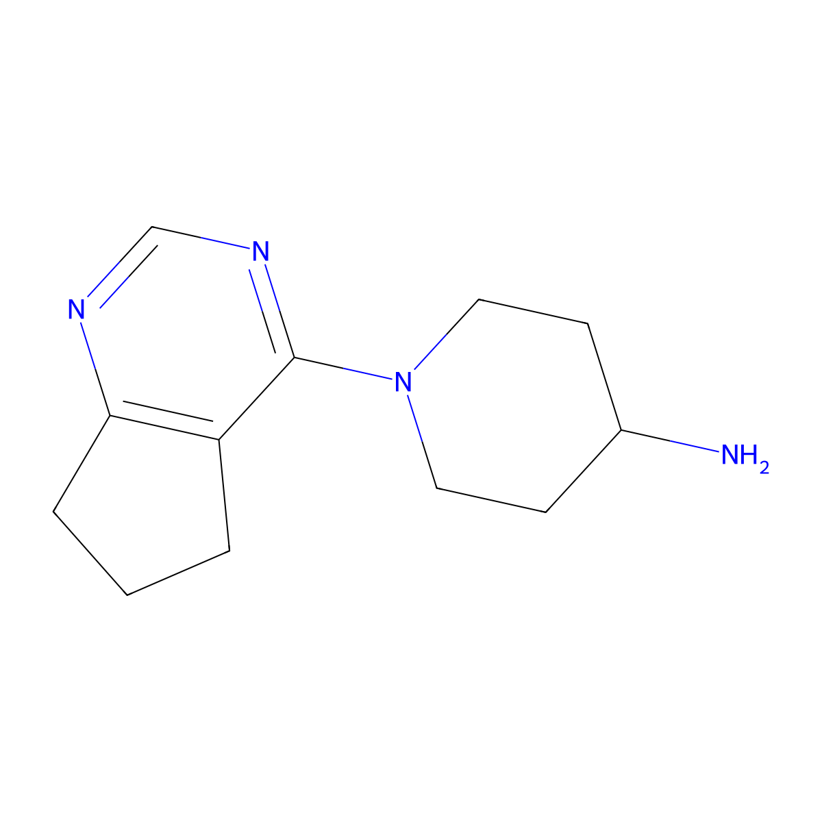 1-(6,7-dihydro-5H-cyclopenta[d]pyrimidin-4-yl)piperidin-4-amine molecular structure, CAS 1273573-59-3