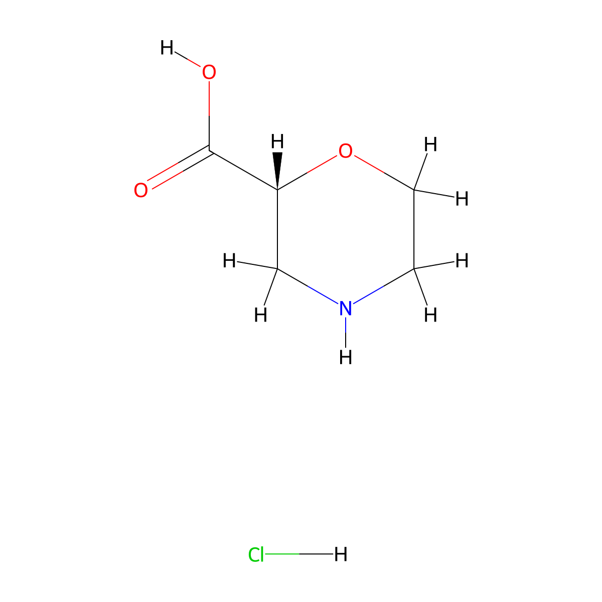 (2R)-morpholine-2-carboxylic acid hydrochloride molecular structure, CAS 1273577-14-2