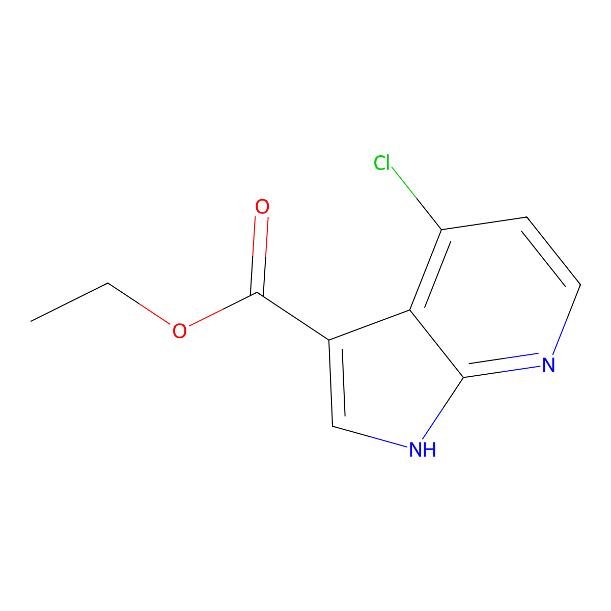 Ethyl 4-chloro-1H-pyrrolo[2,3-b]pyridine-3-carboxylate molecular structure, CAS 1273577-20-0