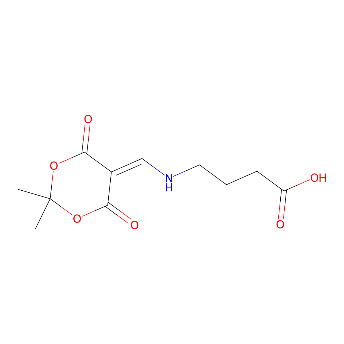 4-{[(2,2-Dimethyl-4,6-dioxo-1,3-dioxan-5-ylidene)-methyl]amino}butanoic acid molecular structure, CAS 1273578-10-1