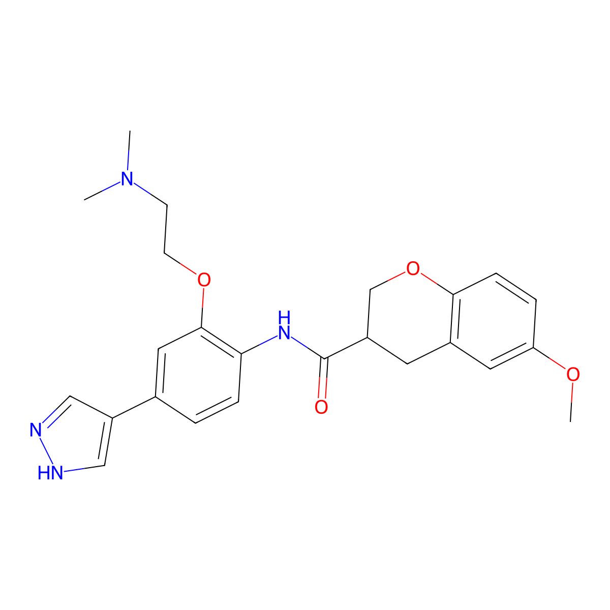 (3S)-N-(2-(2-(Dimethylamino)ethoxy)-4-(1H-pyrazol-4-yl)phenyl)-6-methoxy-3,4-dihydro-2H-1-benzopyran-3-carboxamide molecular structure, CAS 1273579-40-0