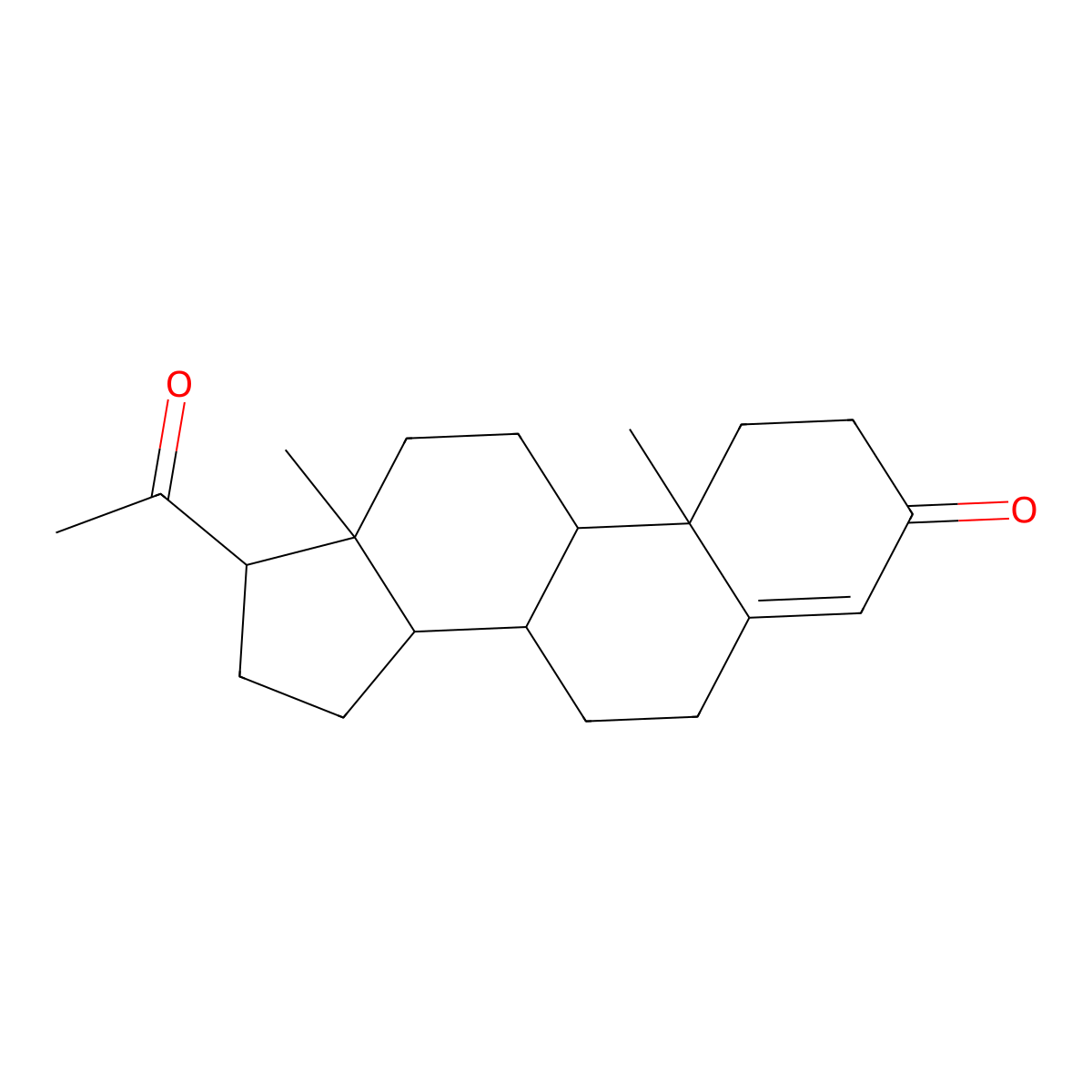 Progesterone molecular structure, CAS 127358-81-0