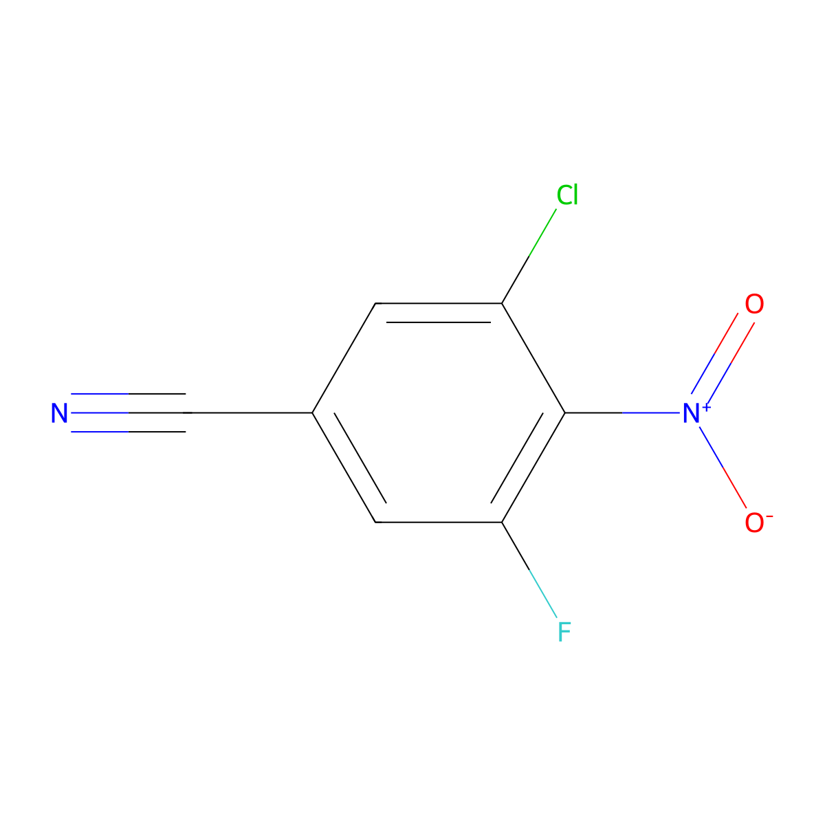 3-Chloro-5-fluoro-4-nitrobenzonitrile molecular structure, CAS 1273585-10-6