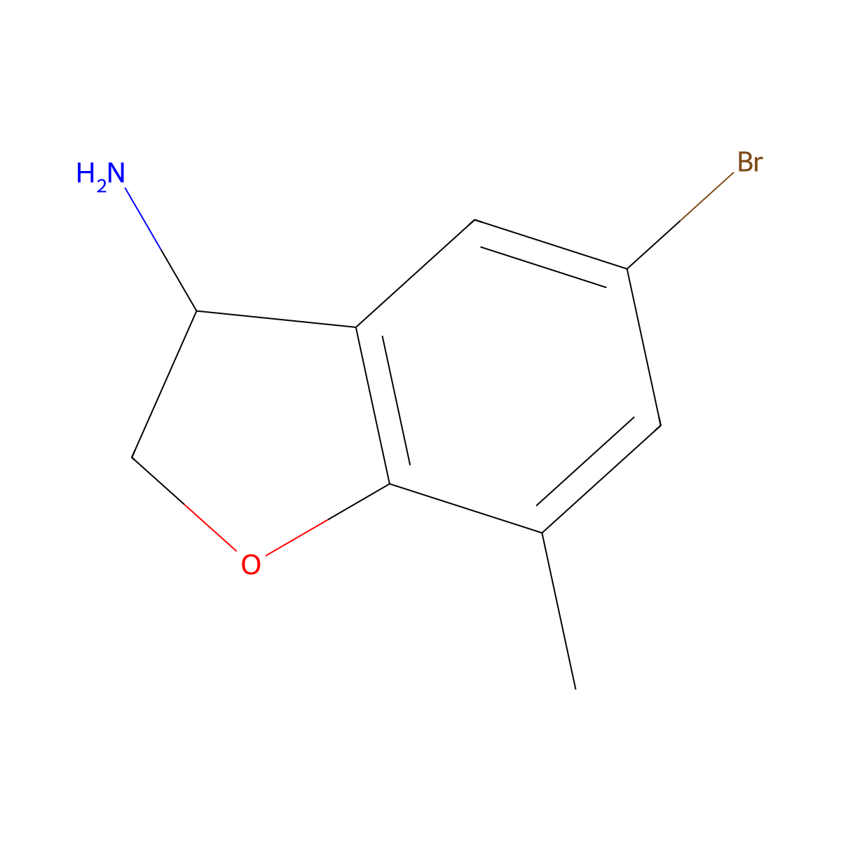 5-Bromo-7-methyl-2,3-dihydro-1-benzofuran-3-amine molecular structure, CAS 1273599-10-2