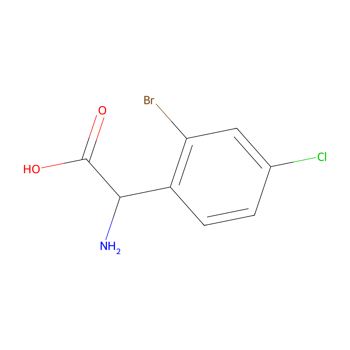 2-Amino-2-(2-bromo-4-chlorophenyl)acetic acid molecular structure, CAS 1273600-38-6