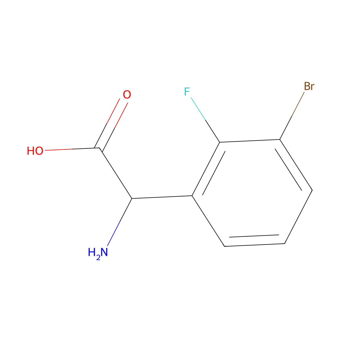 2-Amino-2-(3-bromo-2-fluorophenyl)acetic acid molecular structure, CAS 1273602-23-5