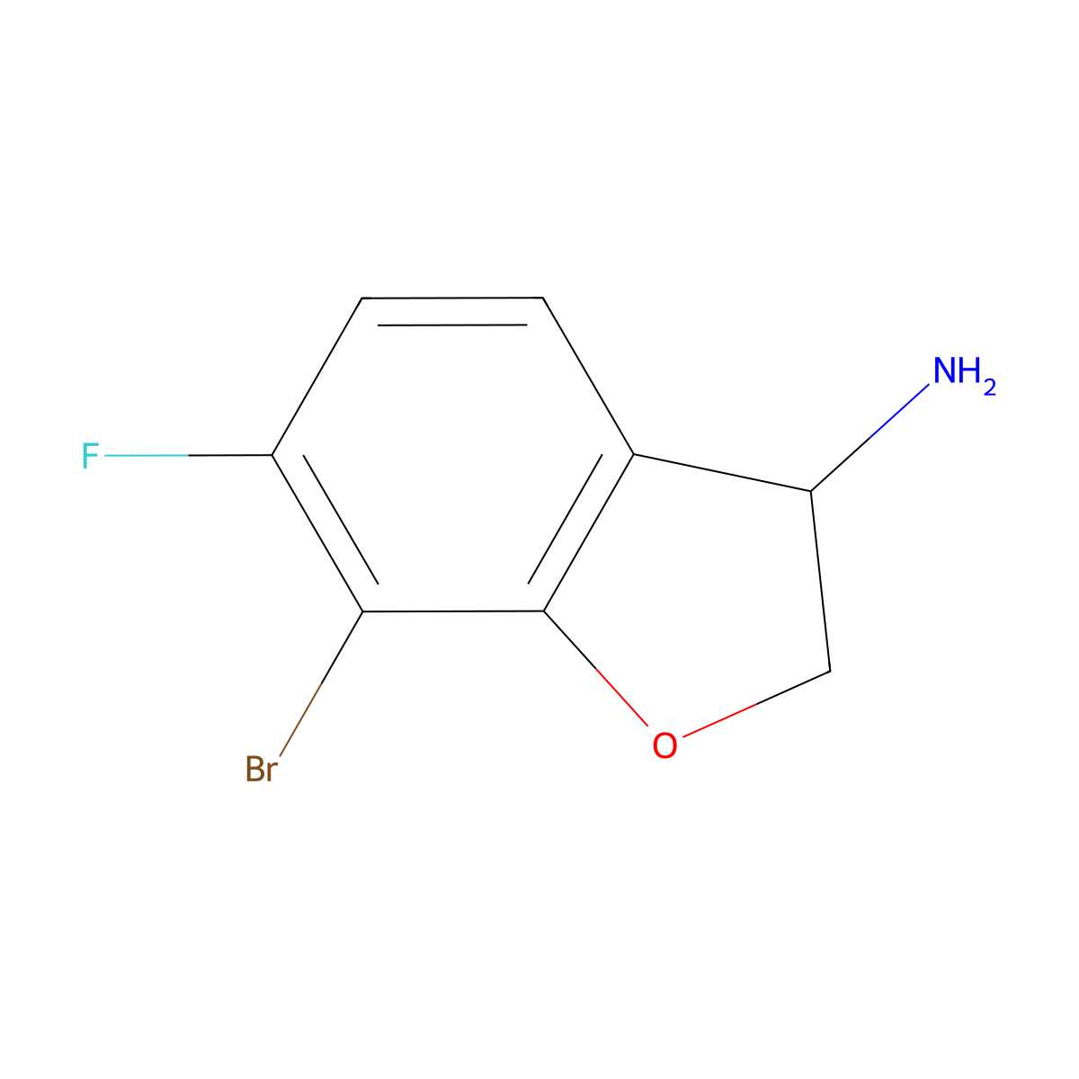 7-Bromo-6-fluoro-2,3-dihydro-1-benzofuran-3-amine molecular structure, CAS 1273603-58-9