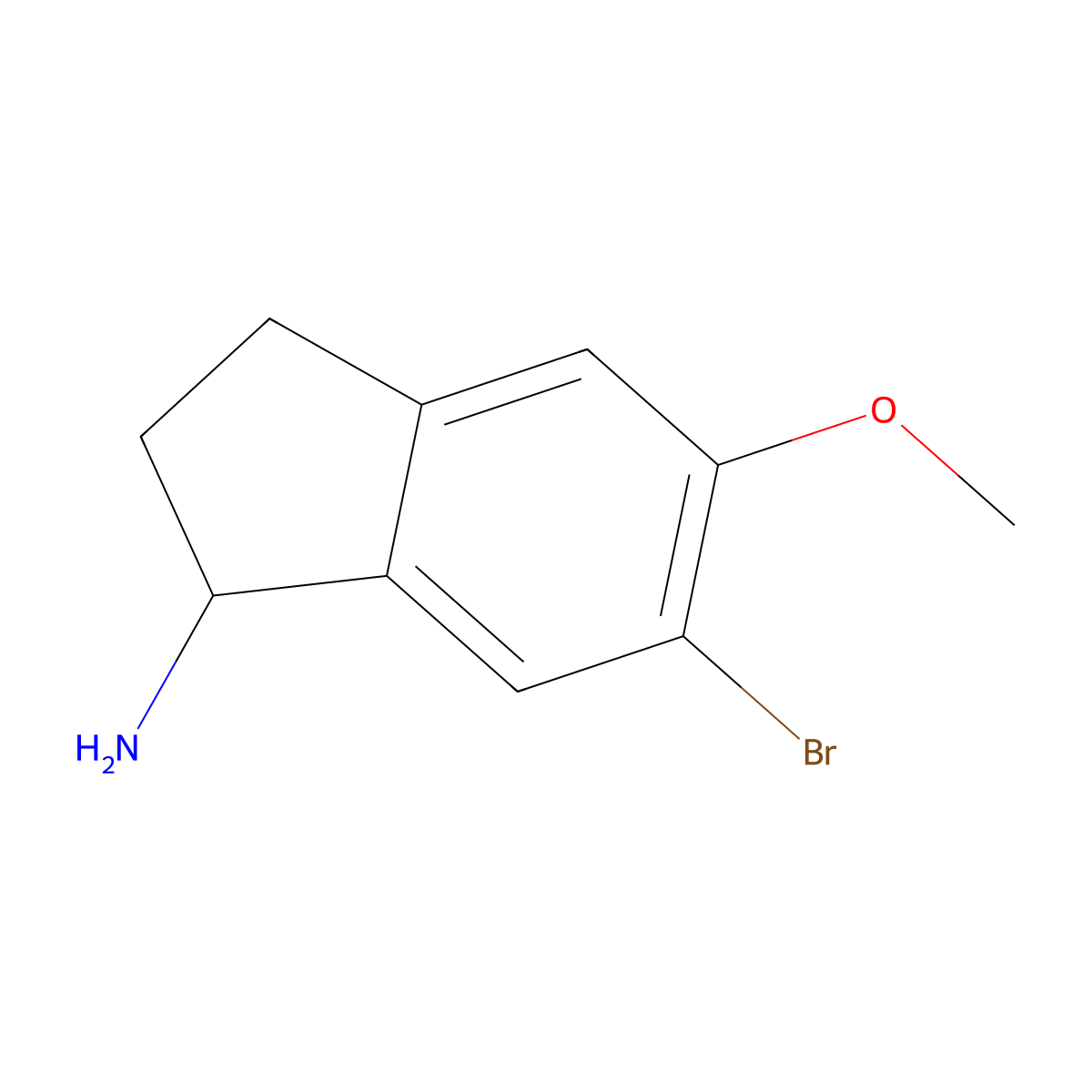 6-Bromo-5-methoxy-indan-1-ylamine molecular structure, CAS 1273605-62-1