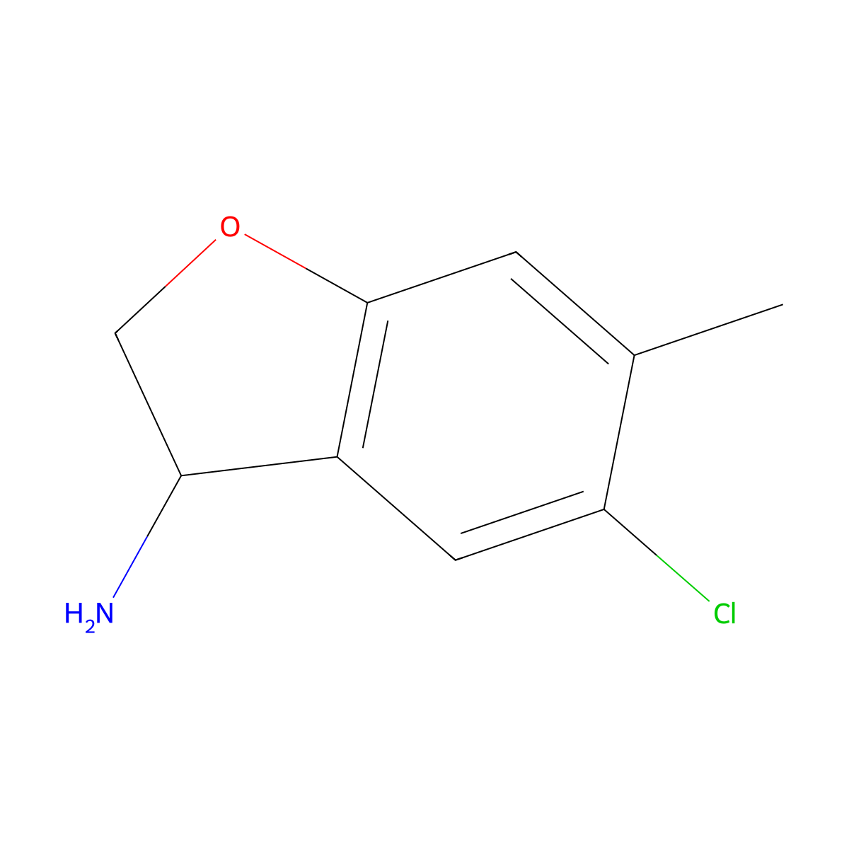 5-Chloro-6-methyl-2,3-dihydro-1-benzofuran-3-amine molecular structure, CAS 1273606-29-3