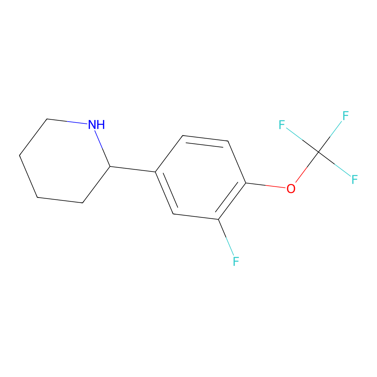 2-[3-Fluoro-4-(trifluoromethoxy)phenyl]piperidine molecular structure, CAS 1273607-42-3