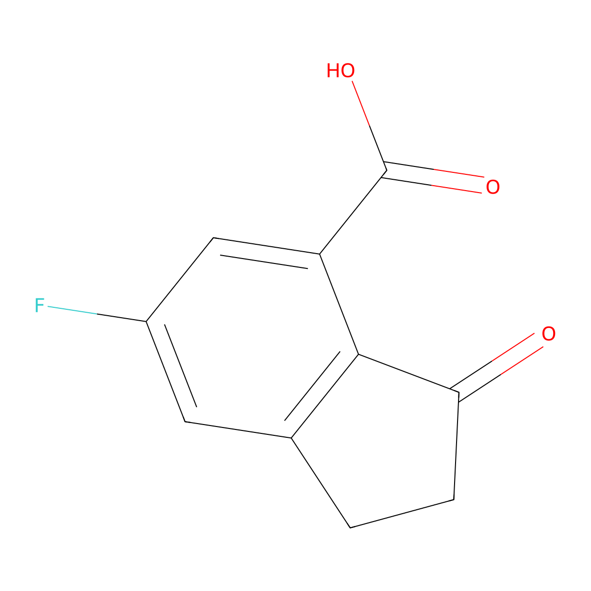 6-fluoro-3-oxo-2,3-dihydro-1H-indene-4-carboxylic acid molecular structure, CAS 1273608-59-5