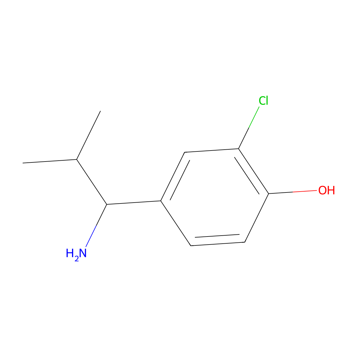4-(1-Amino-2-methylpropyl)-2-chlorophenol molecular structure, CAS 1273609-41-8