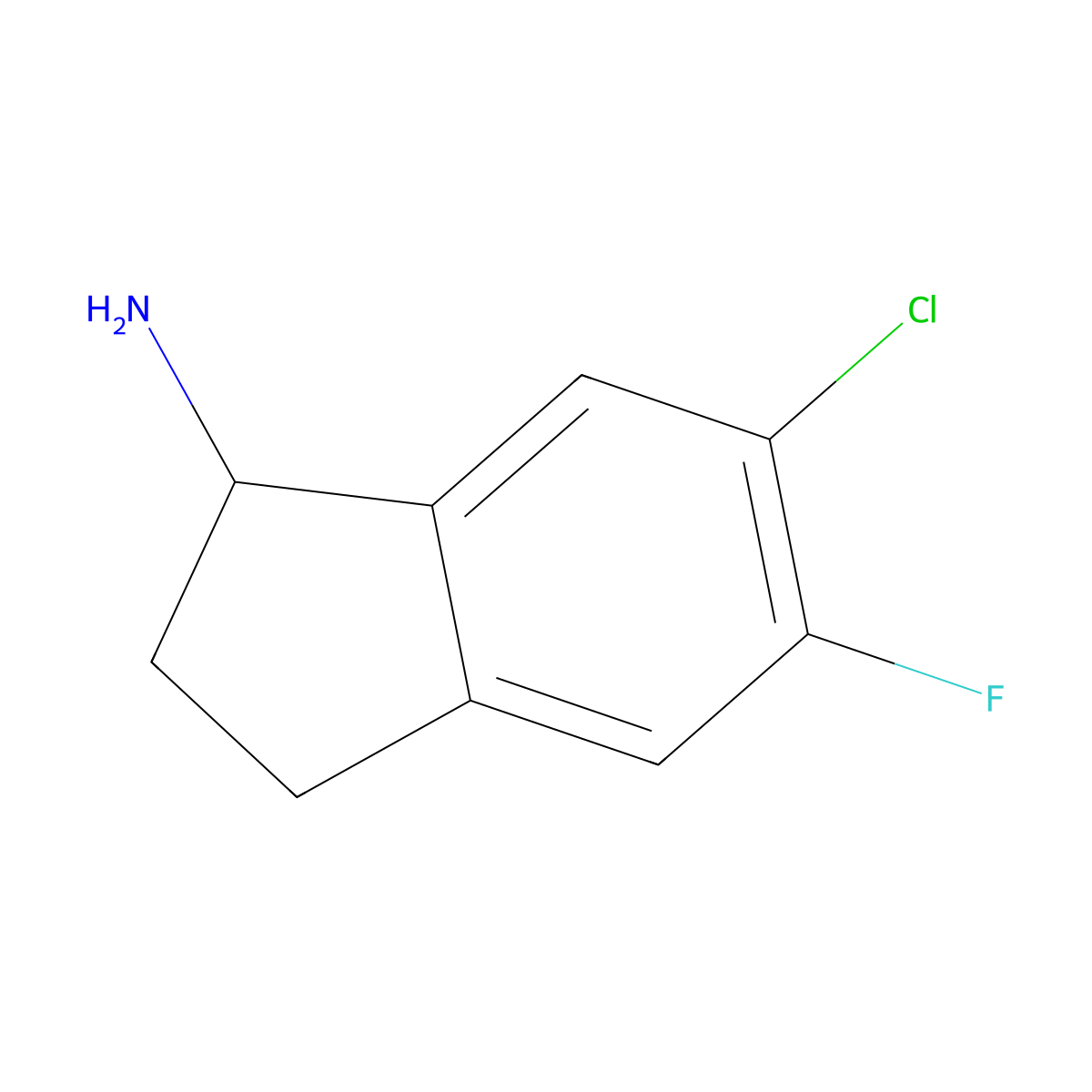 6-chloro-5-fluoro-2,3-dihydro-1H-inden-1-amine molecular structure, CAS 1273611-04-3