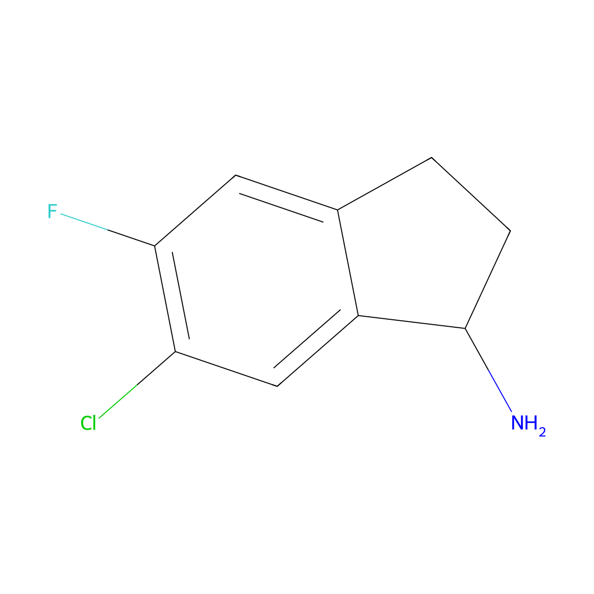 6-chloro-5-fluoro-2,3-dihydro-1H-inden-1-amine molecular structure, CAS 1273611-04-3