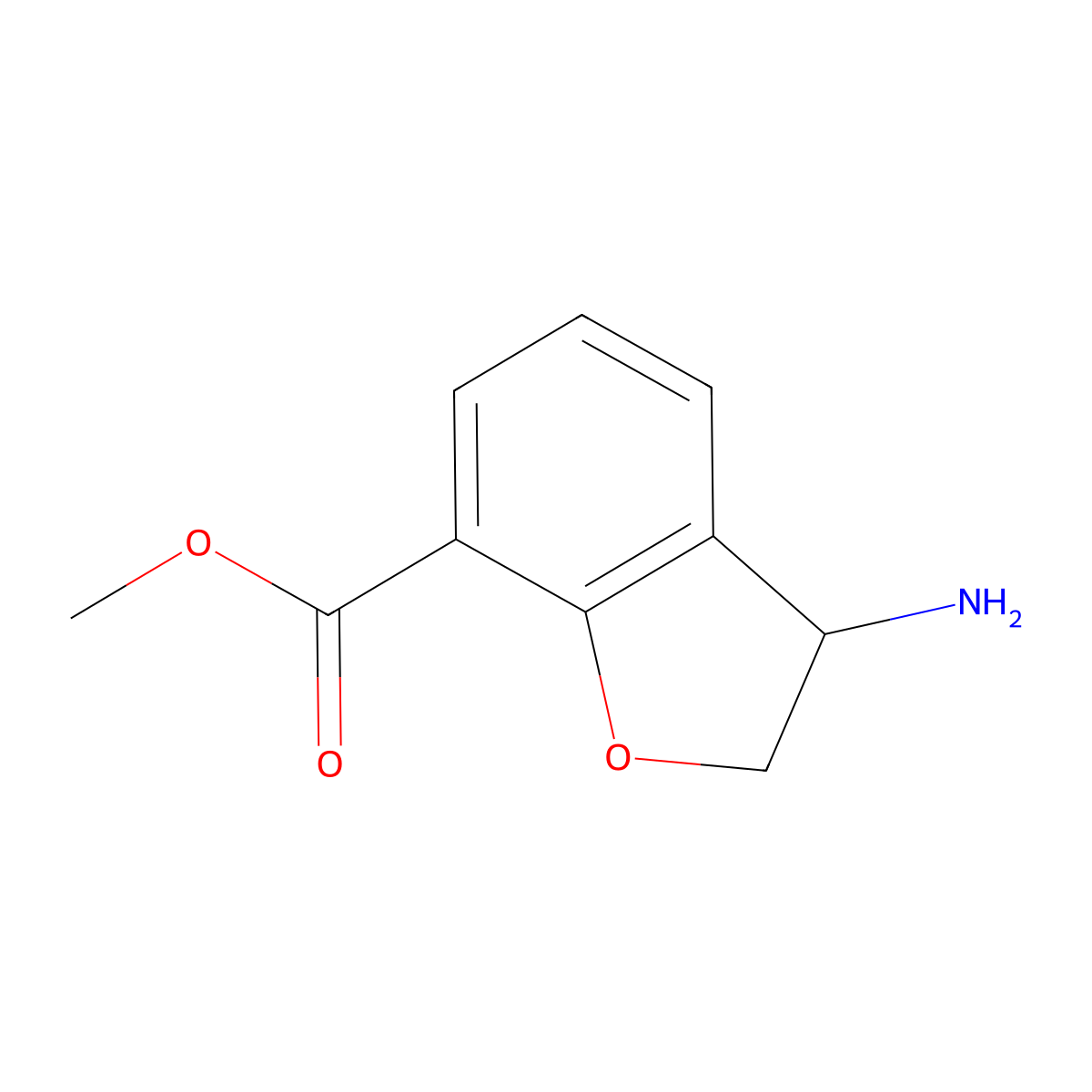 Methyl 3-amino-2,3-dihydro-1-benzofuran-7-carboxylate molecular structure, CAS 1273611-16-7