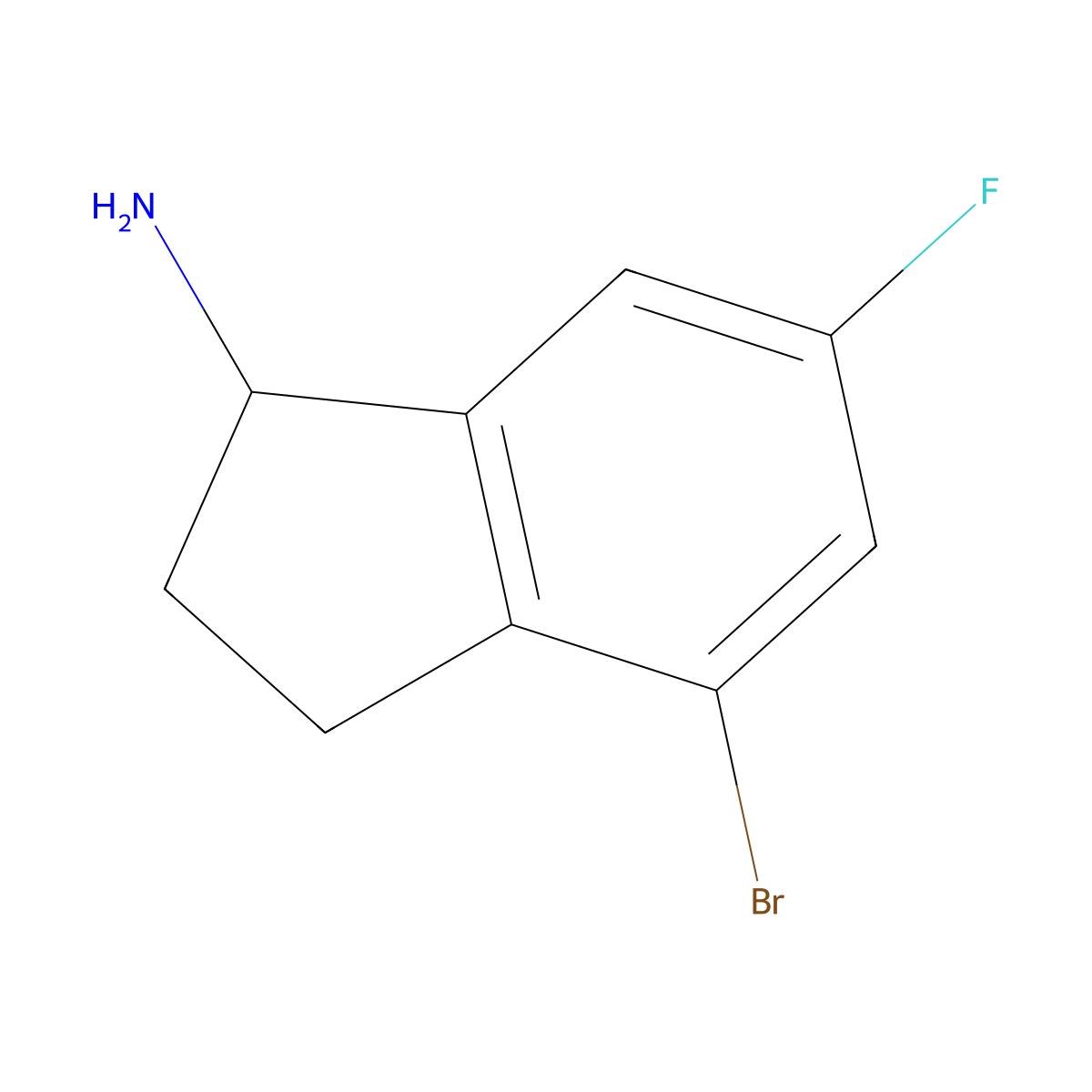 4-Bromo-6-fluoro-2,3-dihydro-1H-inden-1-amine molecular structure, CAS 1273612-34-2