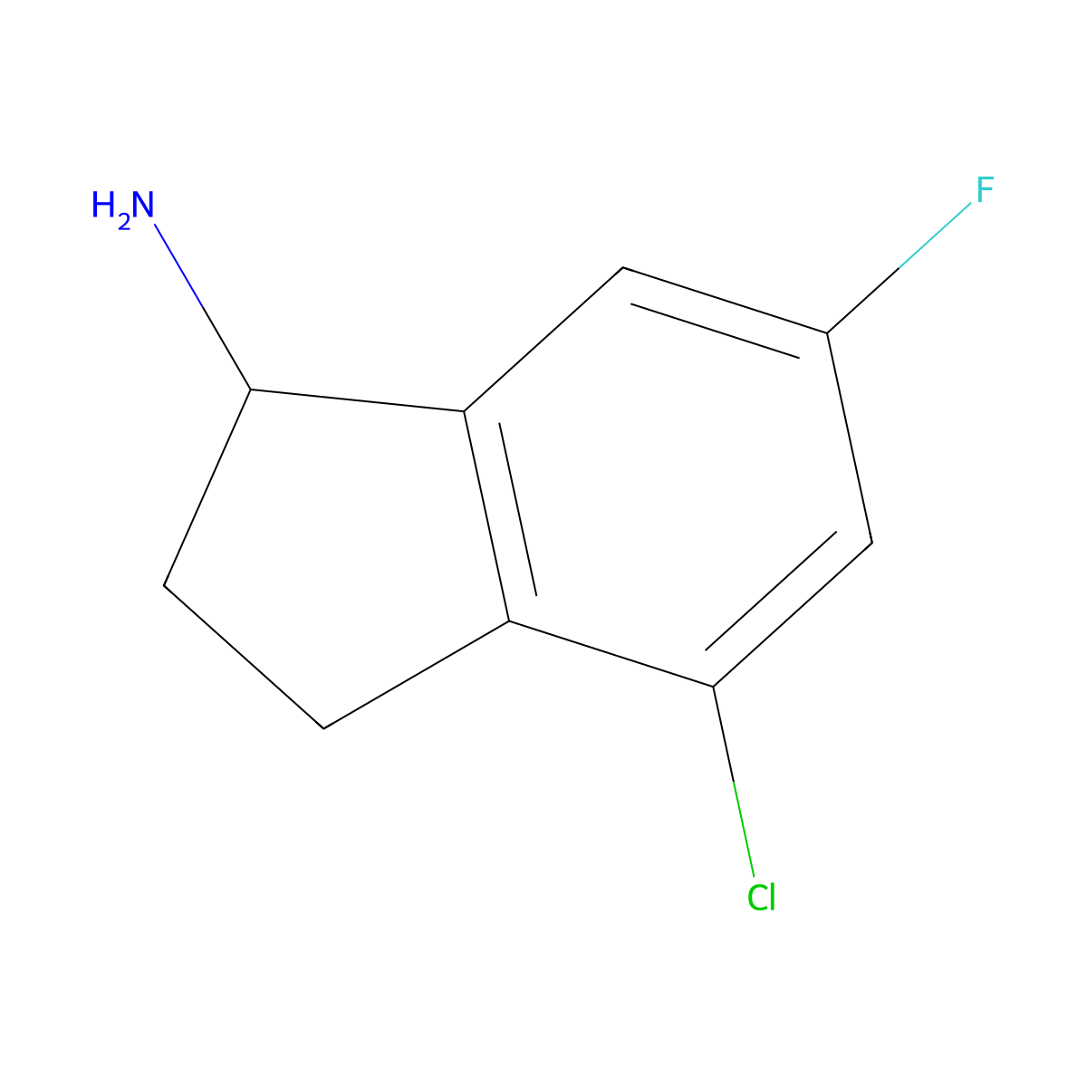 4-chloro-6-fluoro-2,3-dihydro-1H-inden-1-amine molecular structure, CAS 1273613-46-9