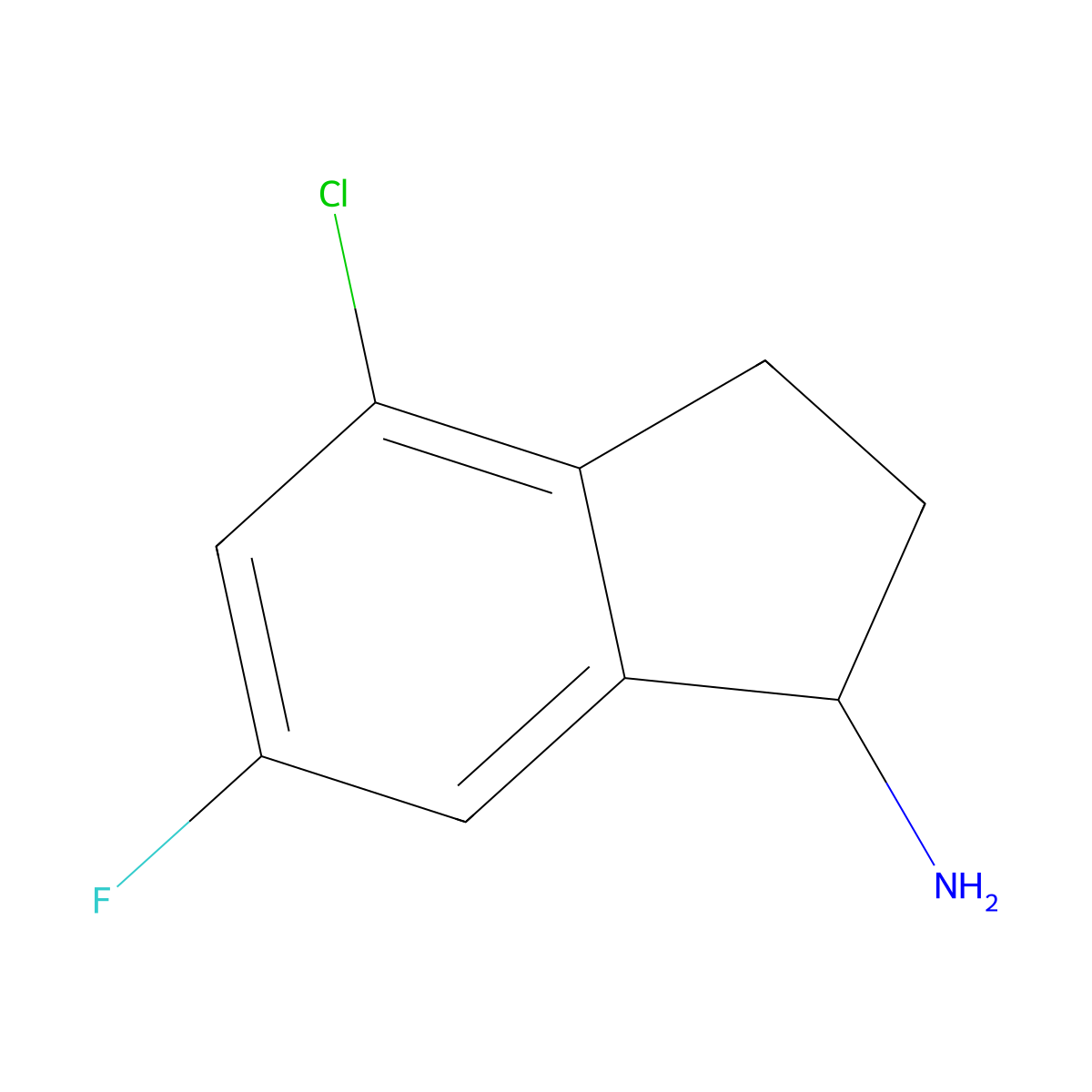 4-chloro-6-fluoro-2,3-dihydro-1H-inden-1-amine molecular structure, CAS 1273613-46-9