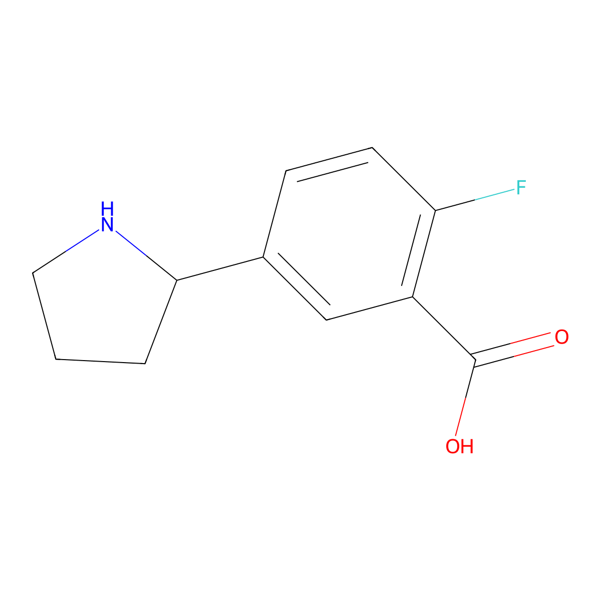 2-Fluoro-5-(pyrrolidin-2-YL)benzoicacidhcl molecular structure, CAS 1273614-58-6