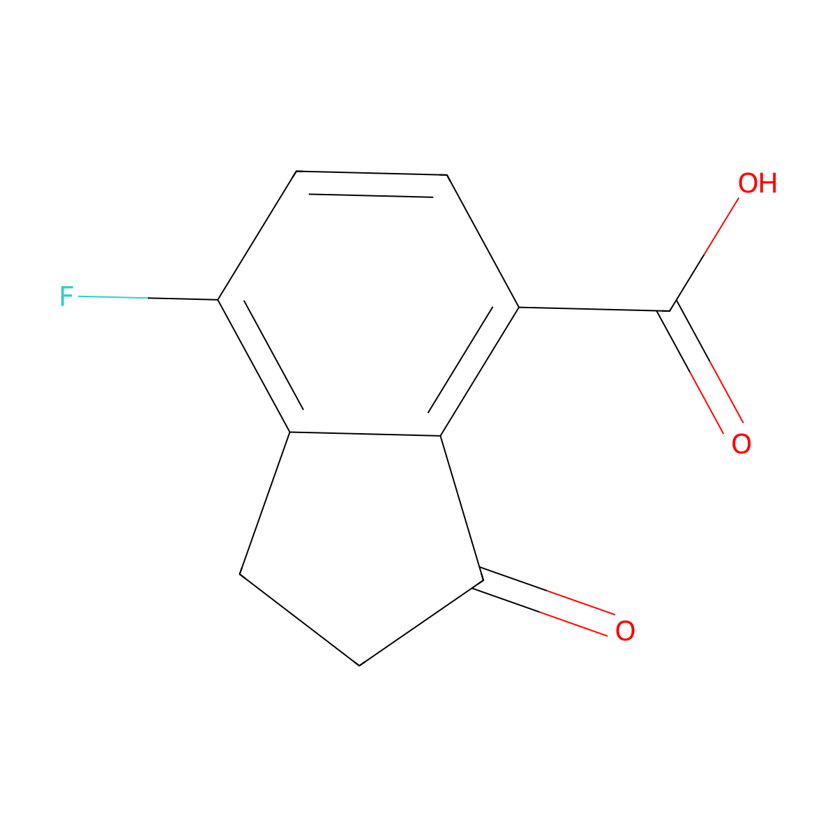 7-fluoro-3-oxo-2,3-dihydro-1H-indene-4-carboxylic acid molecular structure, CAS 1273651-32-3
