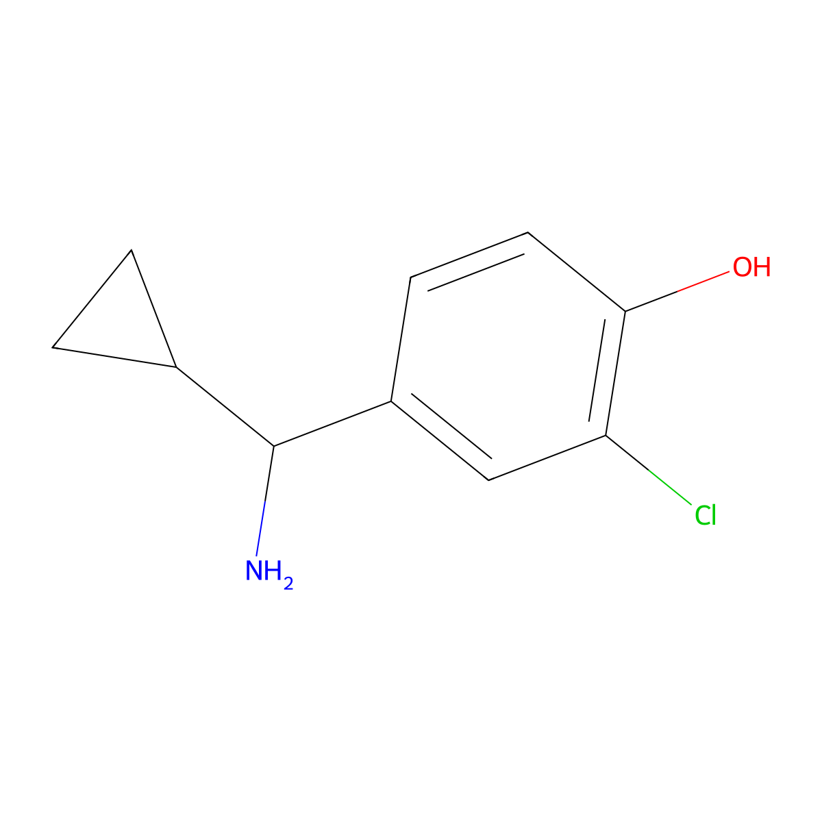 4-[Amino(cyclopropyl)methyl]-2-chlorophenol molecular structure, CAS 1273652-23-5