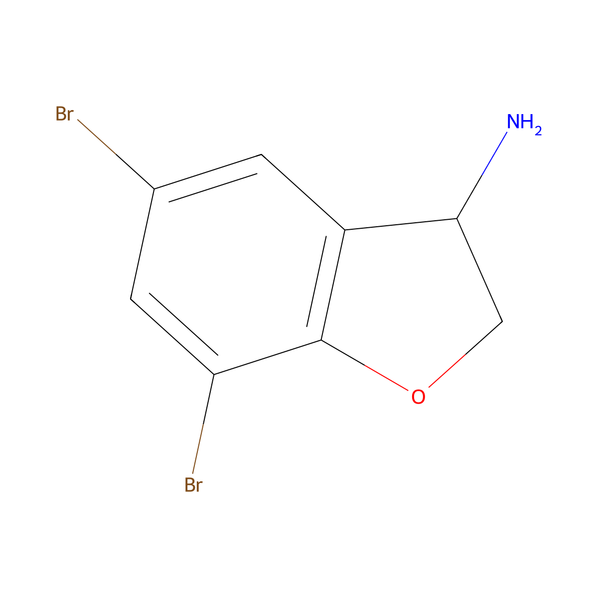 5,7-Dibromo-2,3-dihydro-1-benzofuran-3-amine molecular structure, CAS 1273653-91-0