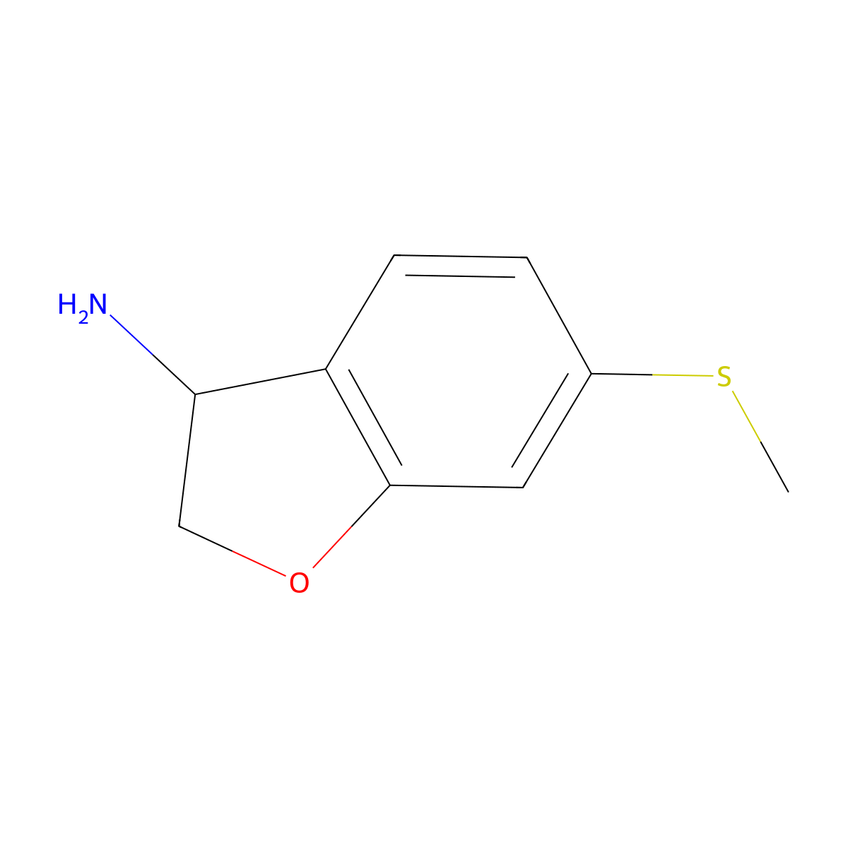 6-(Methylsulfanyl)-2,3-dihydro-1-benzofuran-3-amine molecular structure, CAS 1273654-50-4