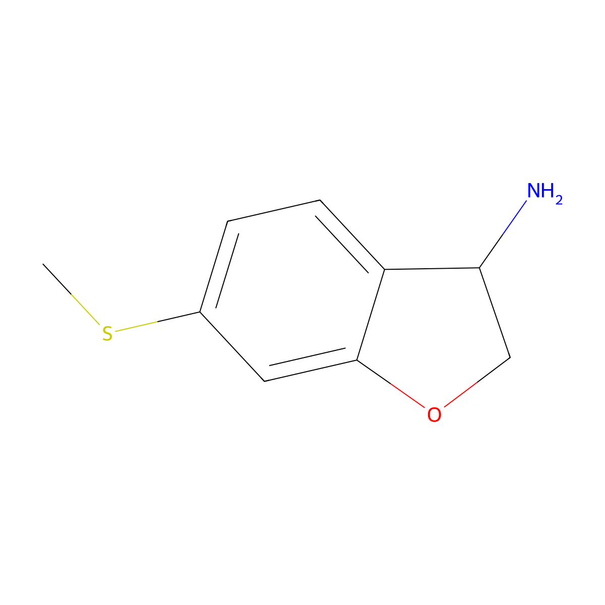 6-(Methylsulfanyl)-2,3-dihydro-1-benzofuran-3-amine molecular structure, CAS 1273654-50-4