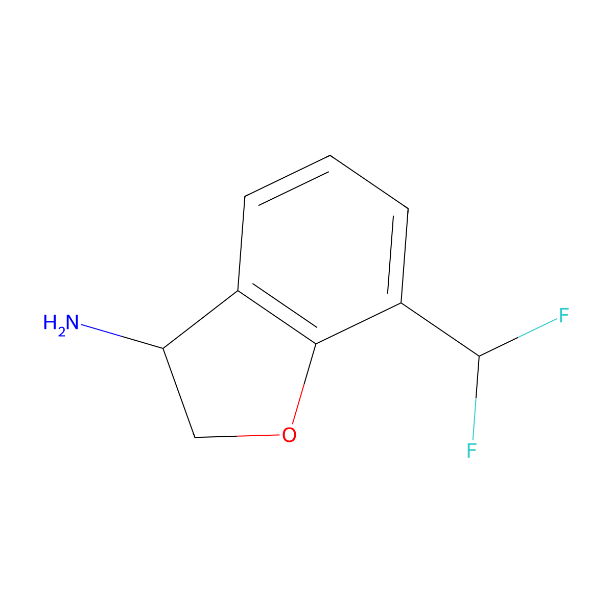 7-(Difluoromethyl)-2,3-dihydro-1-benzofuran-3-amine molecular structure, CAS 1273655-33-6