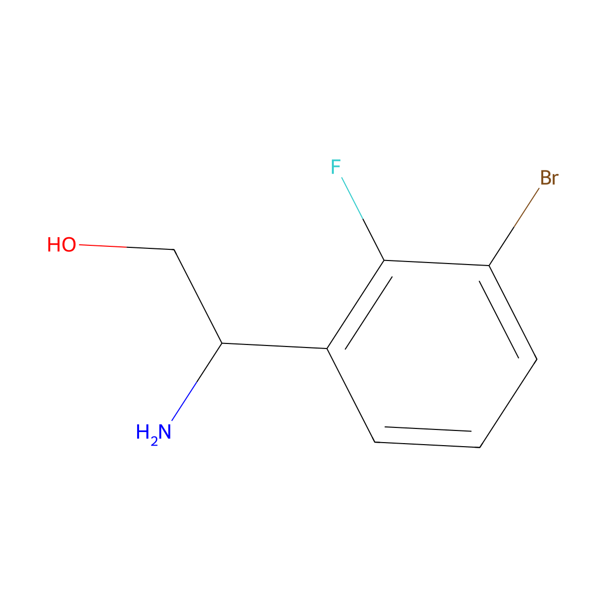 2-Amino-2-(3-bromo-2-fluorophenyl)ethan-1-ol molecular structure, CAS 1273660-18-6