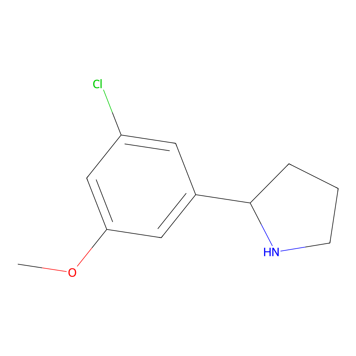 2-(3-Chloro-5-methoxyphenyl)pyrrolidine molecular structure, CAS 1273660-21-1