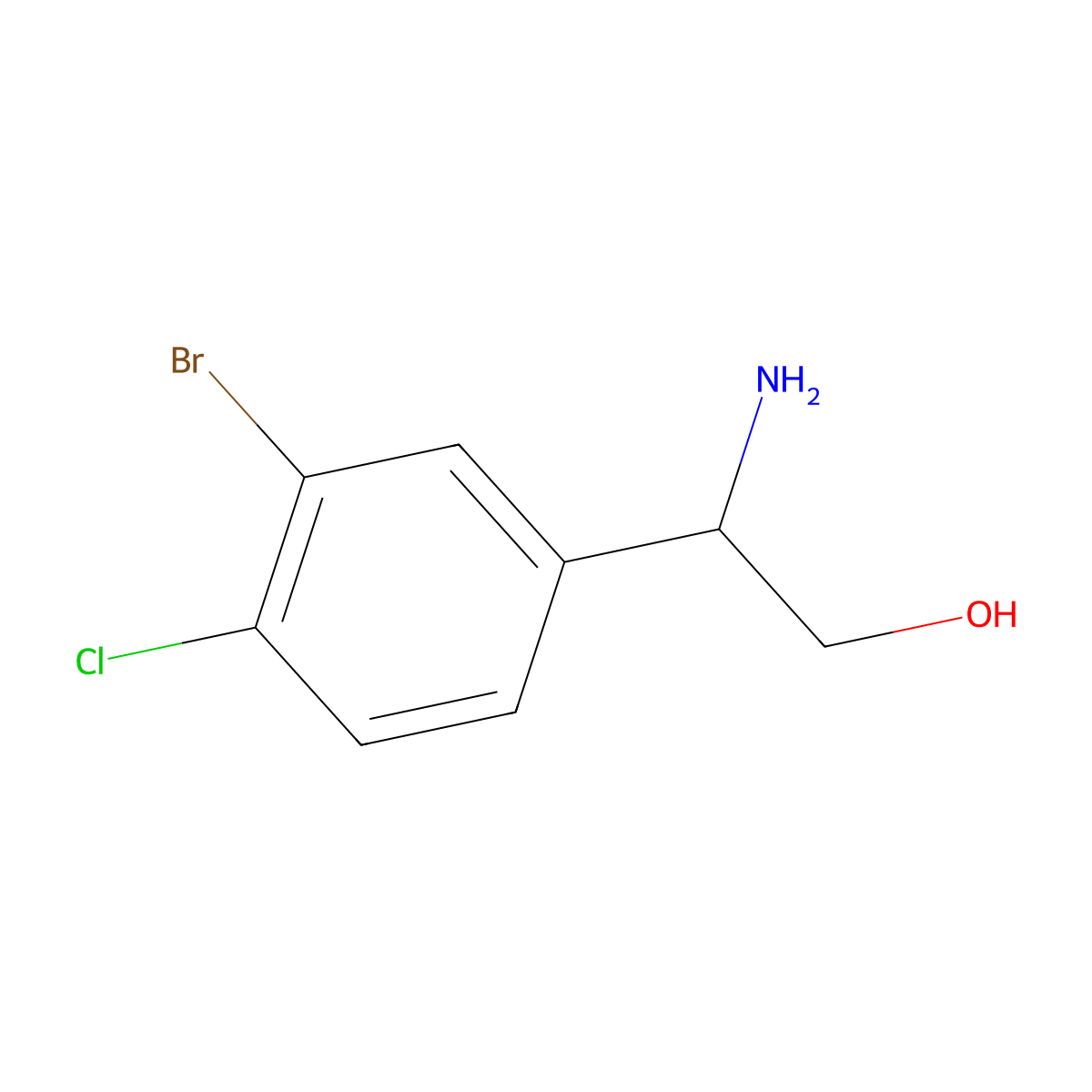 2-Amino-2-(3-bromo-4-chlorophenyl)ethan-1-ol molecular structure, CAS 1273663-24-3