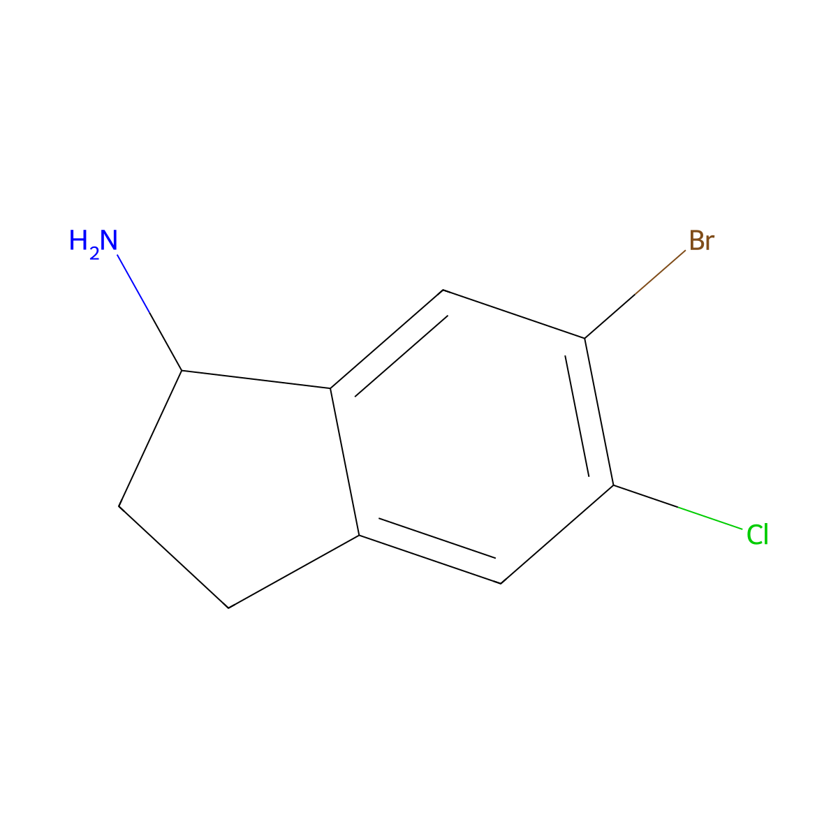 6-Bromo-5-chloro-2,3-dihydro-1H-inden-1-amine molecular structure, CAS 1273665-26-1