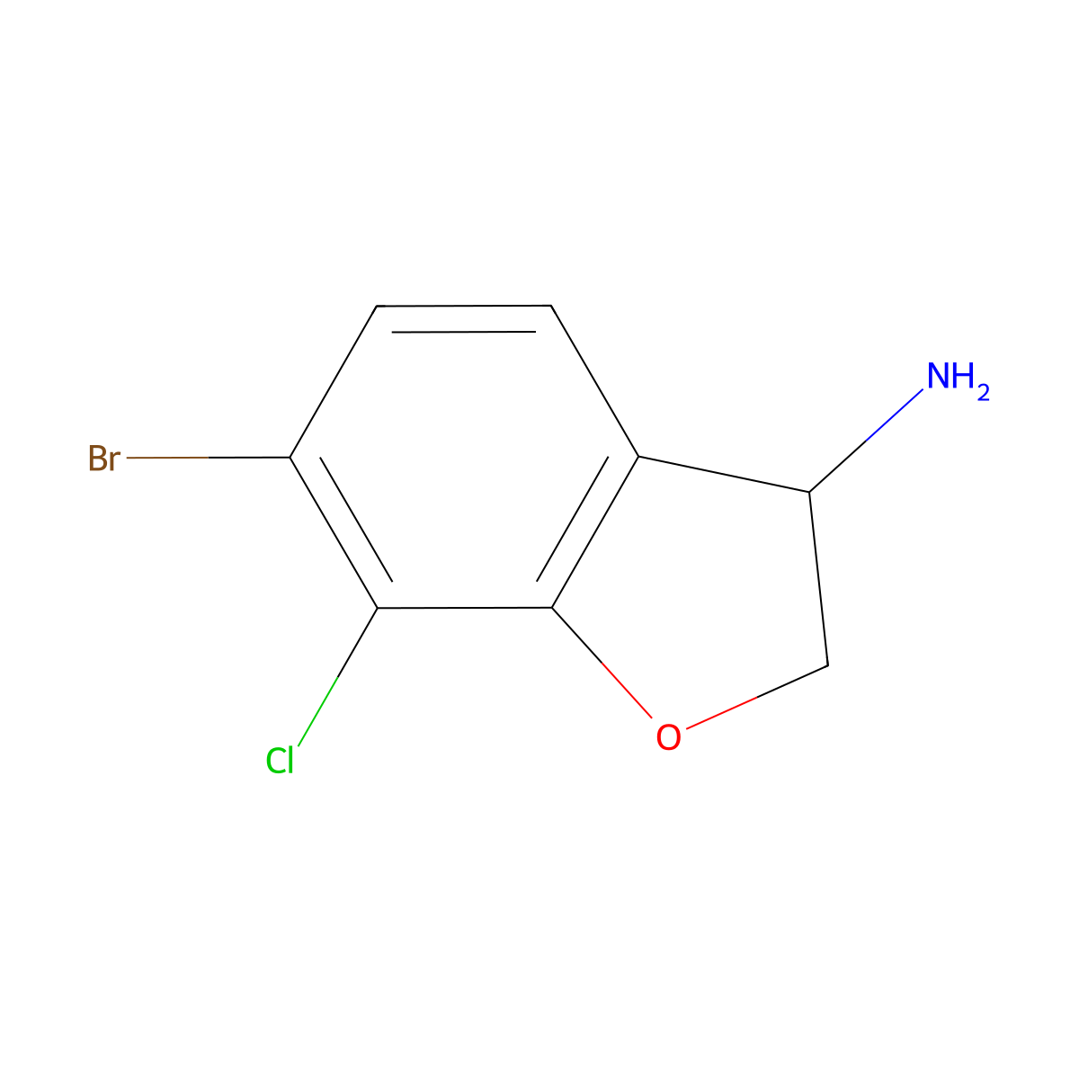 6-Bromo-7-chloro-2,3-dihydrobenzofuran-3-amine molecular structure, CAS 1273666-30-0