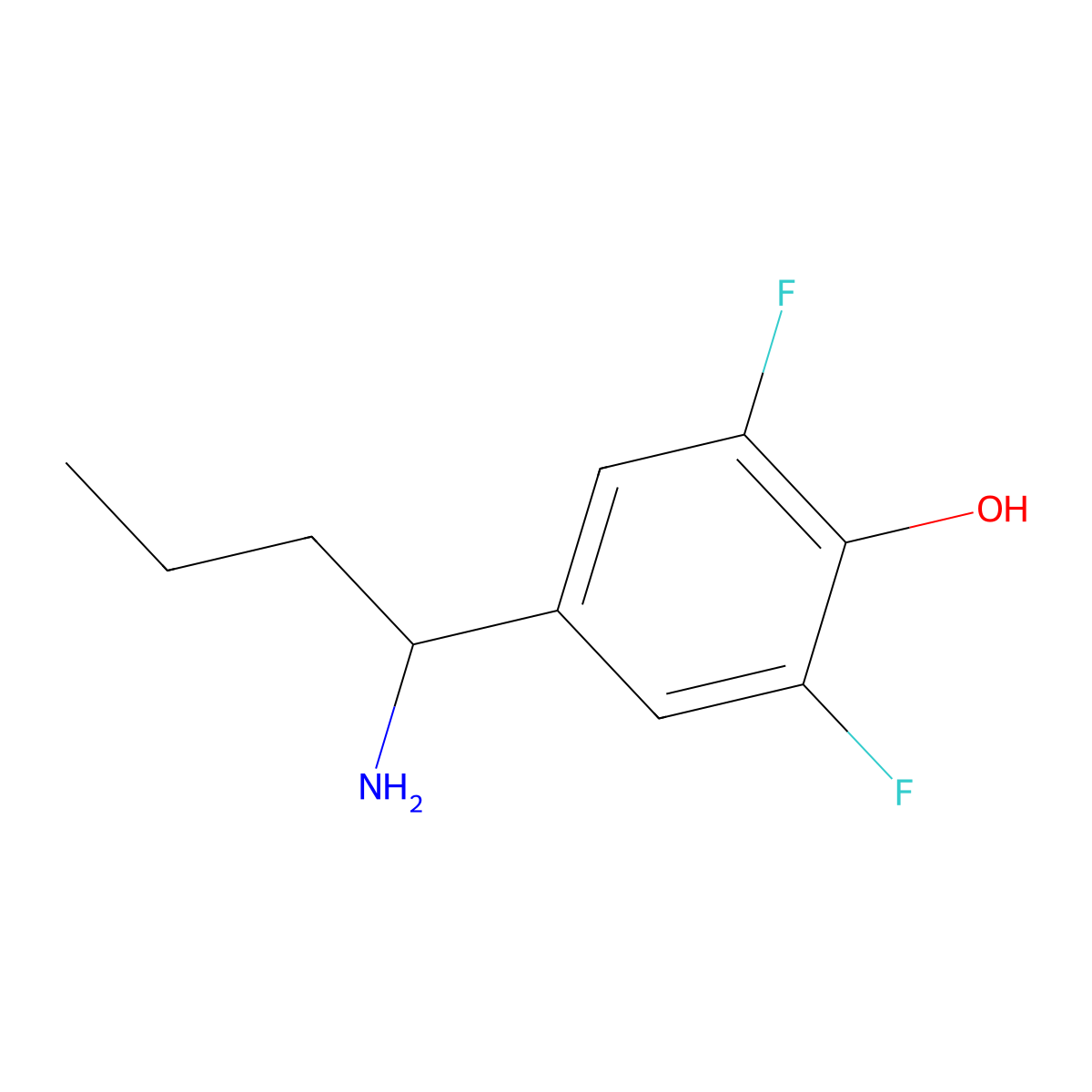 4-(1-Aminobutyl)-2,6-difluorophenol molecular structure, CAS 1273667-65-4