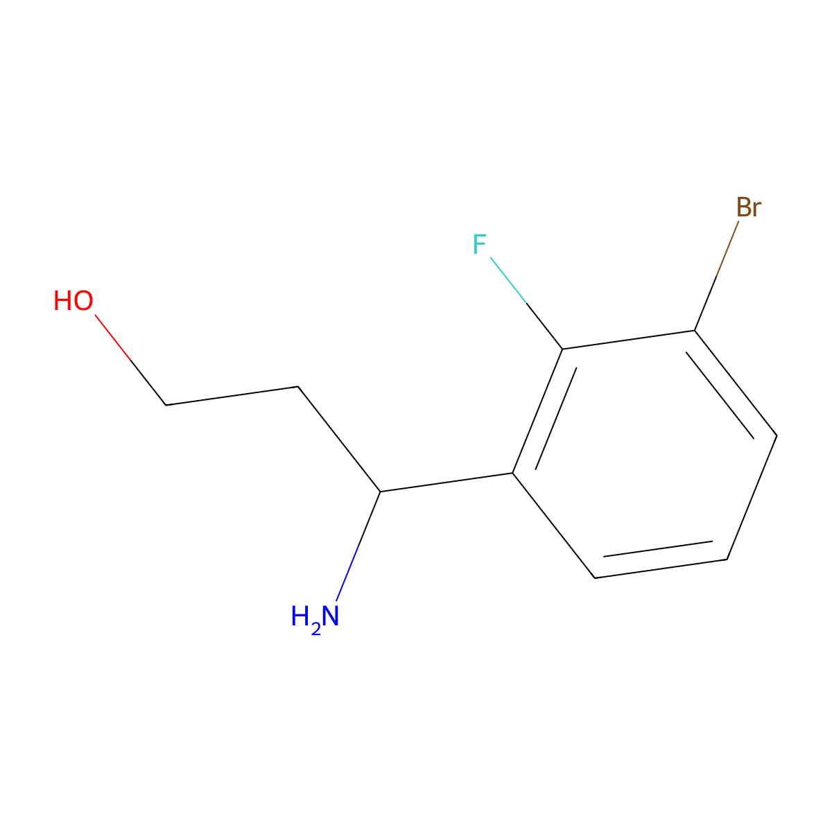 3-Amino-3-(3-bromo-2-fluorophenyl)propan-1-ol molecular structure, CAS 1273673-30-5