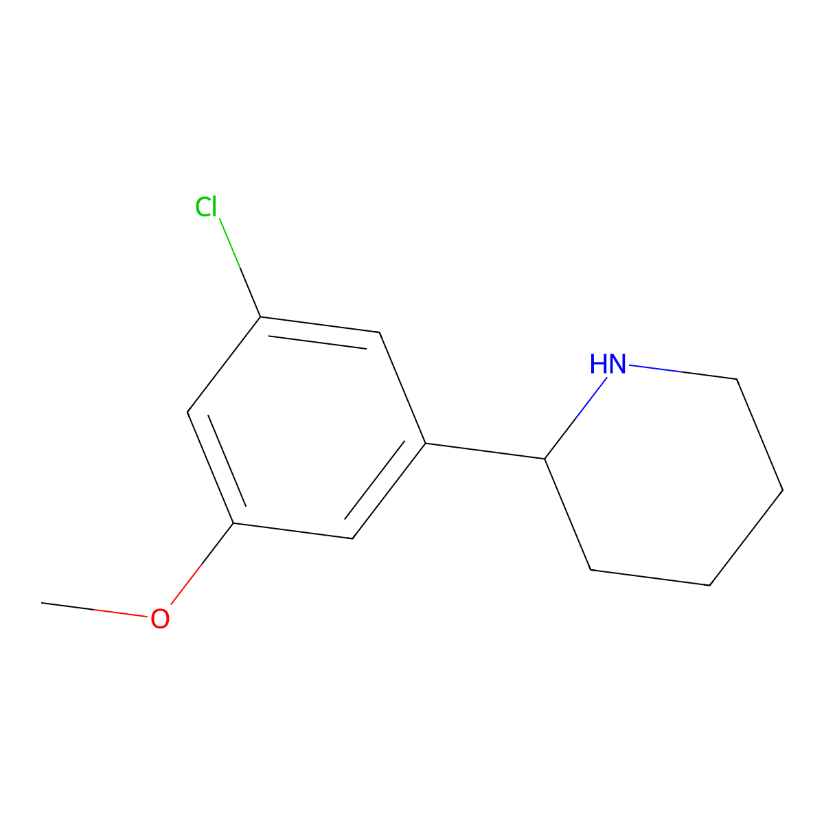 2-(3-Chloro-5-methoxyphenyl)piperidine molecular structure, CAS 1273675-26-5