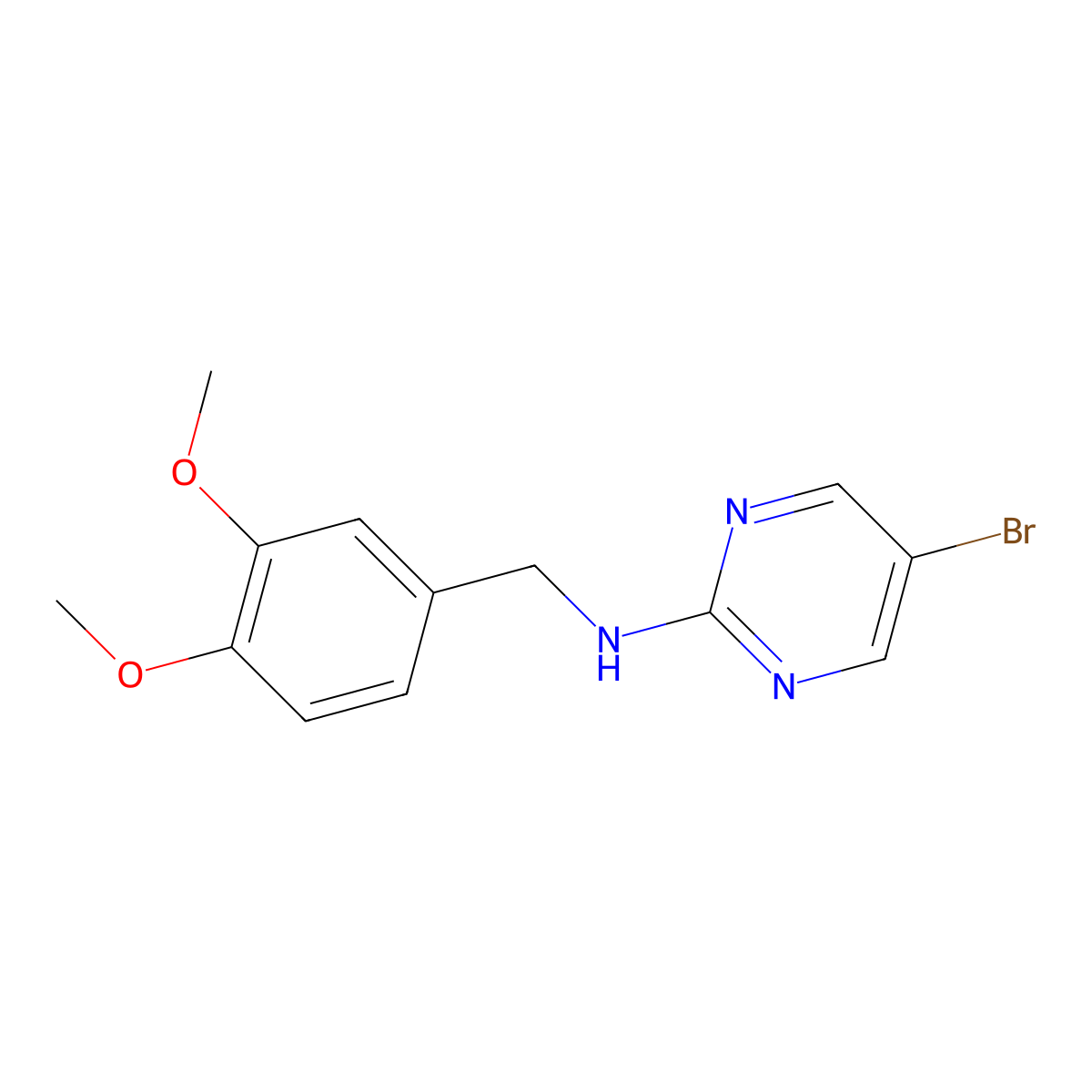 5-Bromo-N-(3,4-dimethoxybenzyl)pyrimidin-2-amine molecular structure, CAS 1273687-35-6