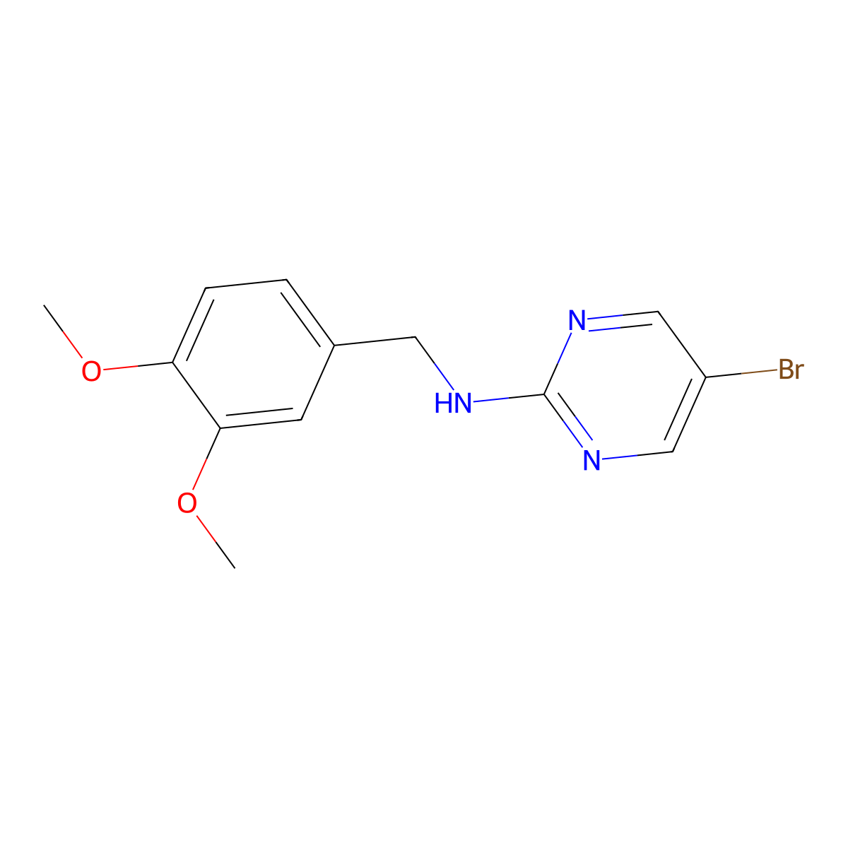 5-Bromo-N-(3,4-dimethoxybenzyl)pyrimidin-2-amine molecular structure, CAS 1273687-35-6