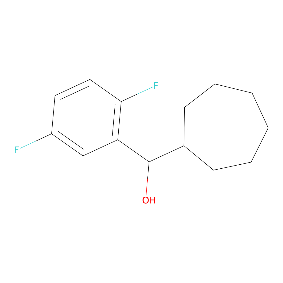 Cycloheptyl (2,5-difluorophenyl)methanol molecular structure, CAS 1273705-28-4