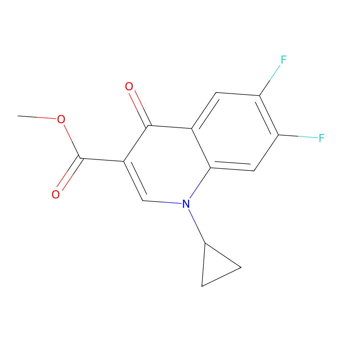 Methyl 1-cyclopropyl-6,7-difluoro-4-oxo-1,4-dihydroquinoline-3-carboxylate molecular structure, CAS 127371-54-4