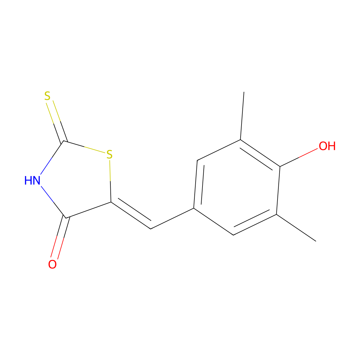 (5E)-5-[(4-hydroxy-3,5-dimethylphenyl)methylidene]-2-sulfanylidene-1,3-thiazolidin-4-one molecular structure, CAS 127378-22-7