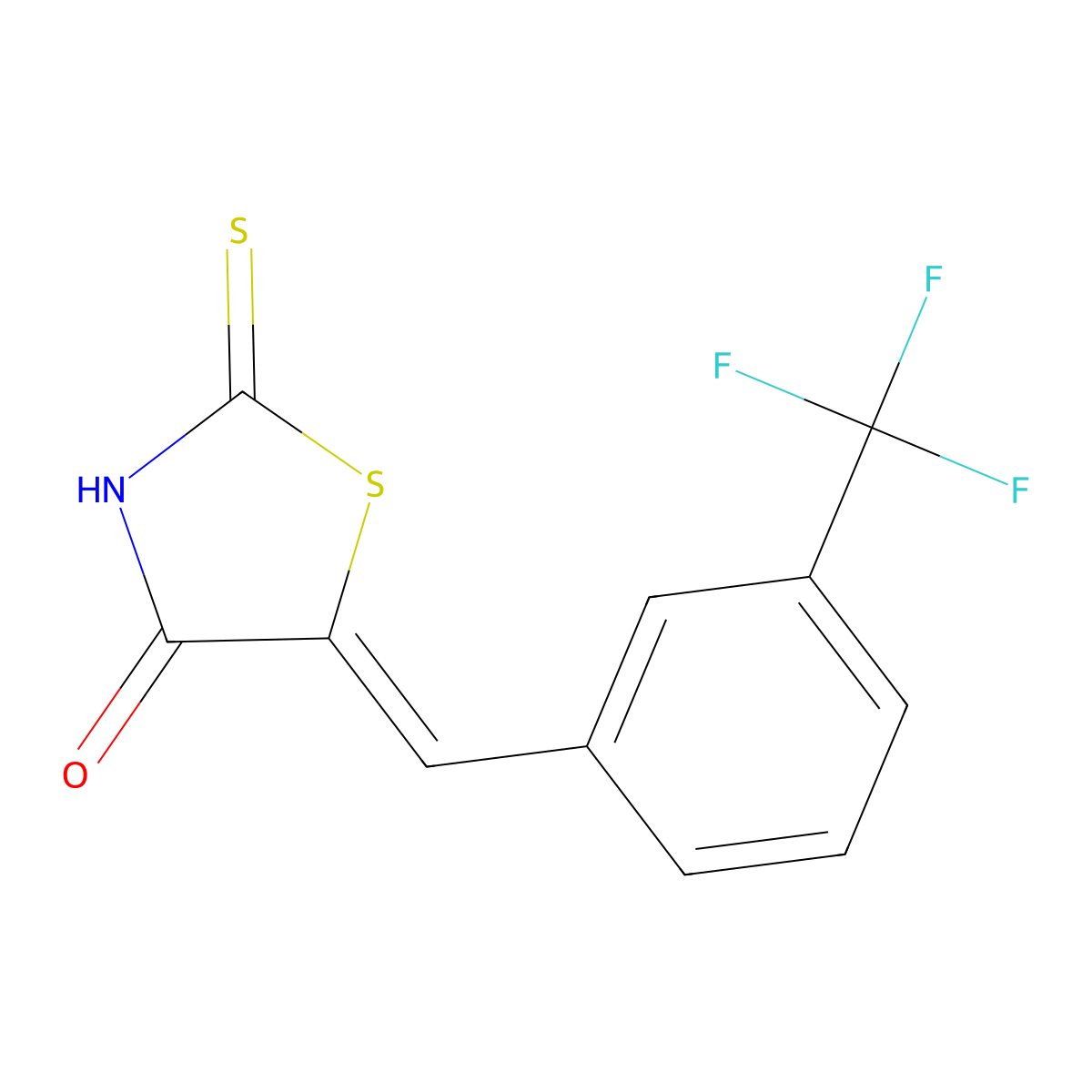 2-Sulfanylidene-5-[[3-(trifluoromethyl)phenyl]methylidene]-1,3-thiazolidin-4-one molecular structure, CAS 127378-27-2