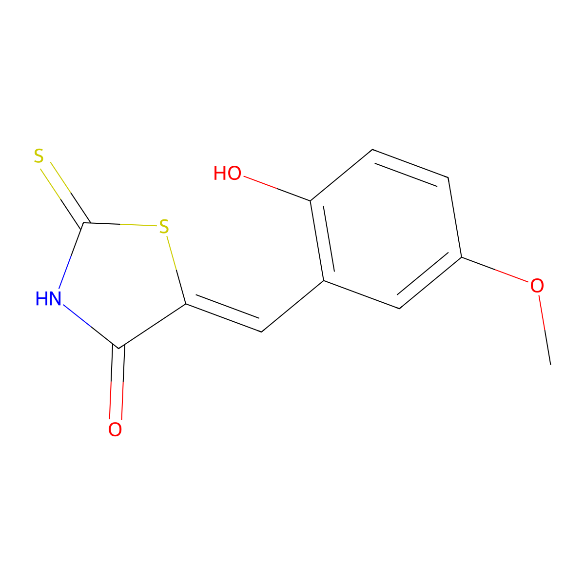 (5Z)-5-(2-hydroxy-5-methoxybenzylidene)-2-thioxo-1,3-thiazolidin-4-one molecular structure, CAS 127378-32-9