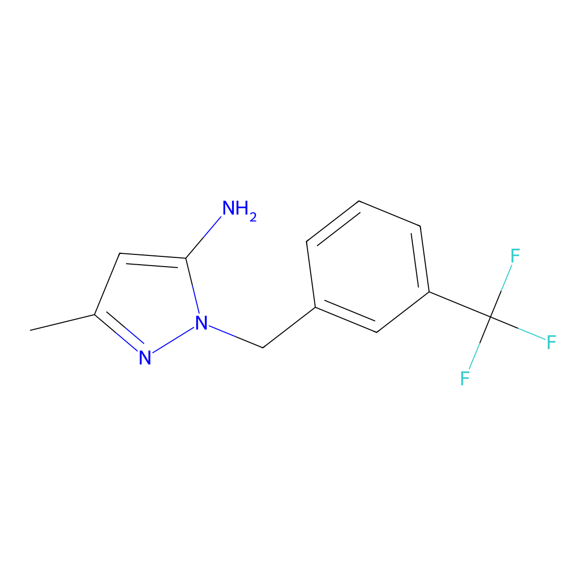 5-Methyl-2-(3-trifluoromethylbenzyl)-2H-pyrazol-3-ylamine molecular structure, CAS 1273793-77-3