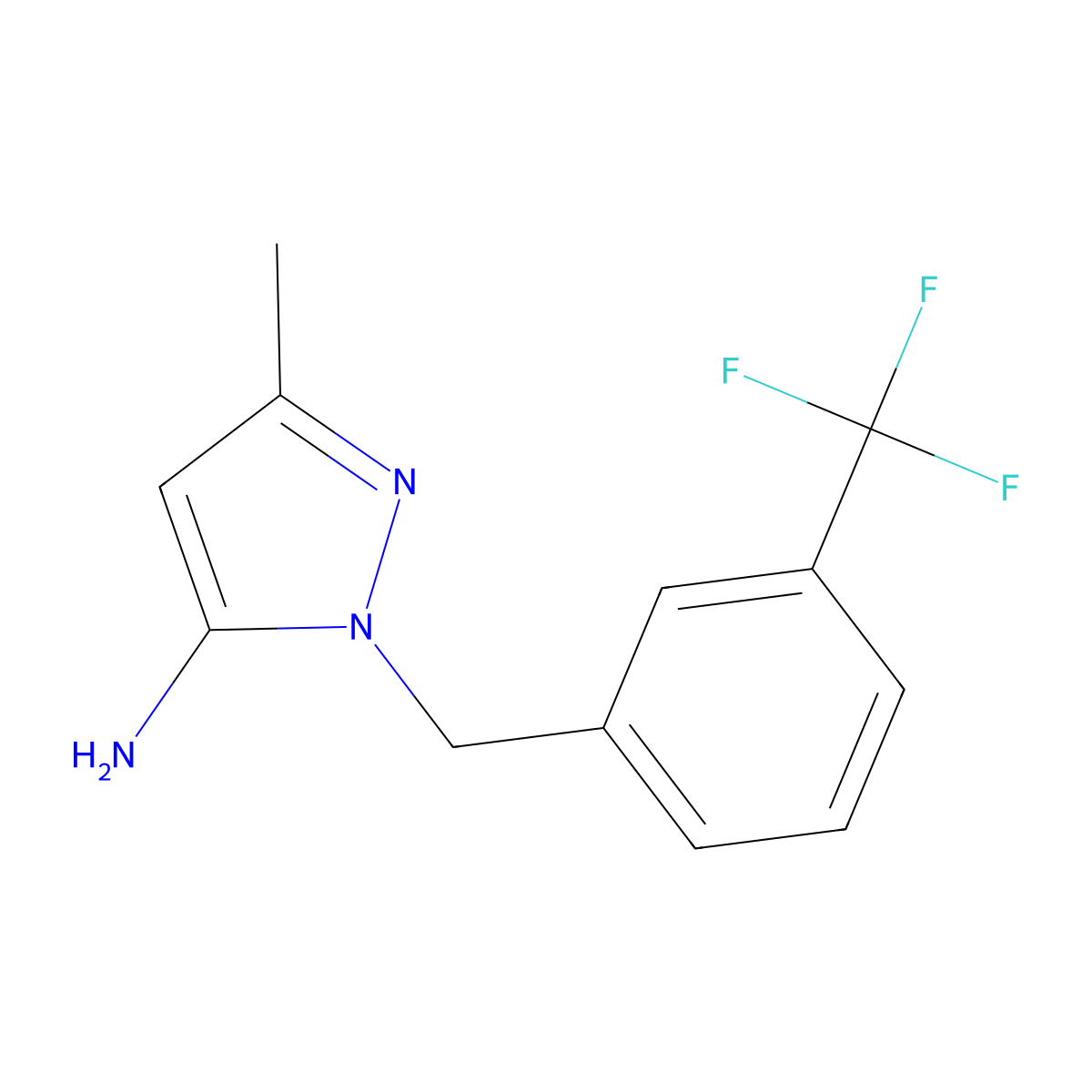 5-Methyl-2-(3-trifluoromethylbenzyl)-2H-pyrazol-3-ylamine molecular structure, CAS 1273793-77-3