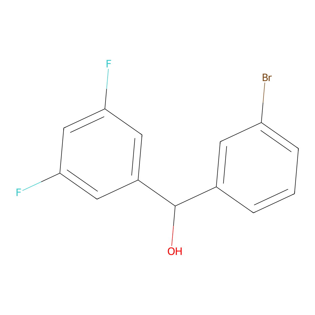 (3-Bromophenyl)(3,5-difluorophenyl)methanol molecular structure, CAS 1273815-27-2