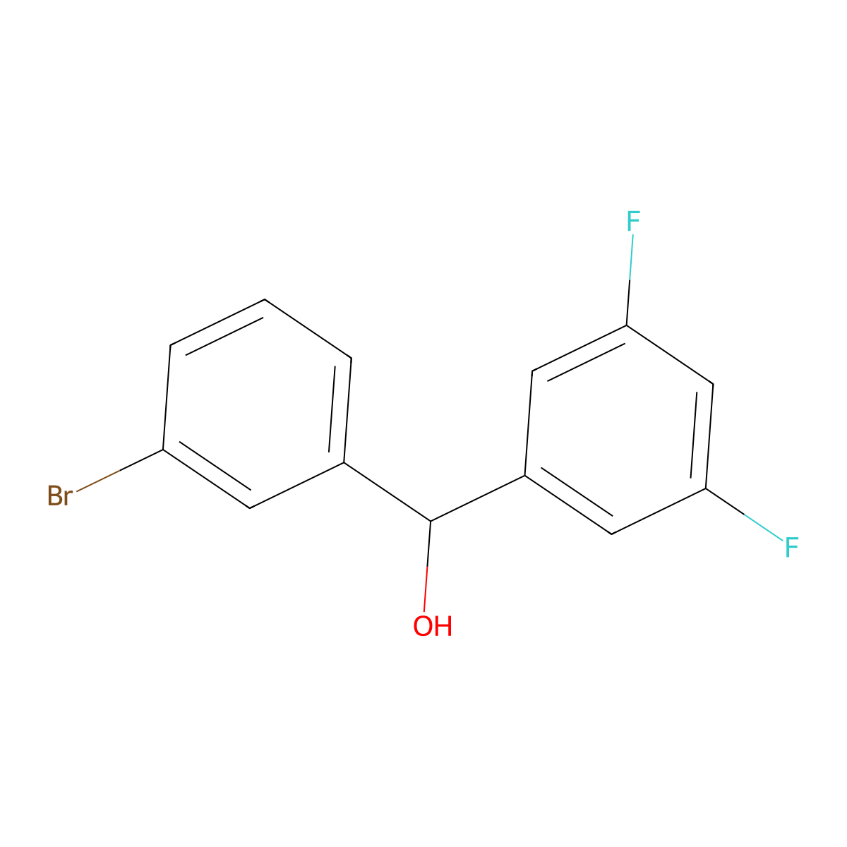 (3-Bromophenyl)(3,5-difluorophenyl)methanol molecular structure, CAS 1273815-27-2