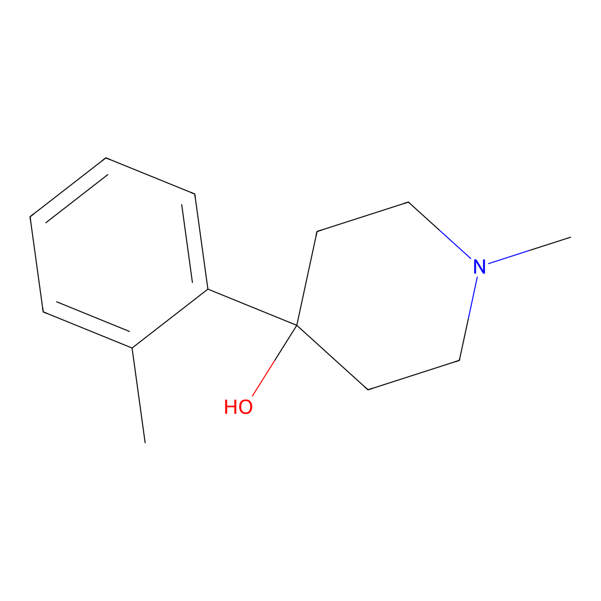 1-Methyl-4-(2-methylphenyl)piperidin-4-ol molecular structure, CAS 127382-78-9